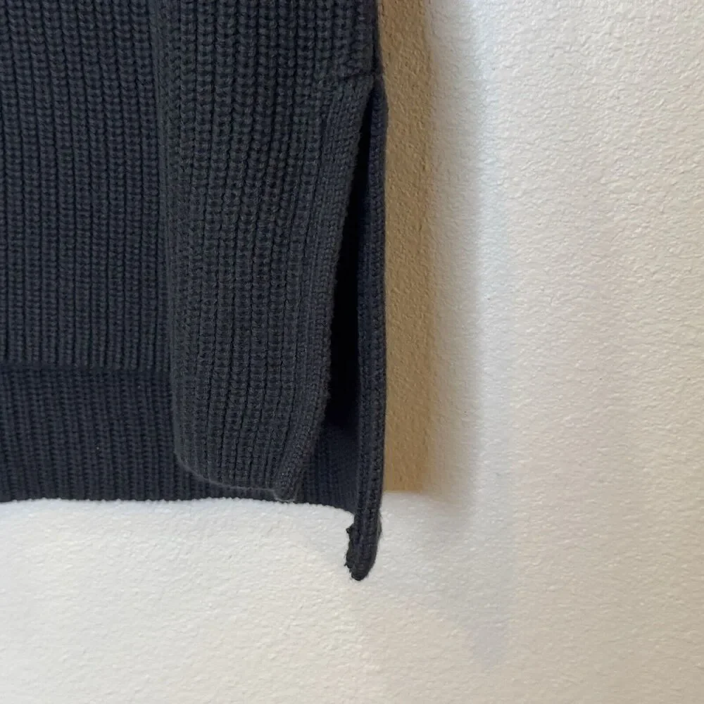 J.Crew Chunky Knit Tunic Sweater Womens Sz‎ XL Black V-Neck Long Sleeve NEW